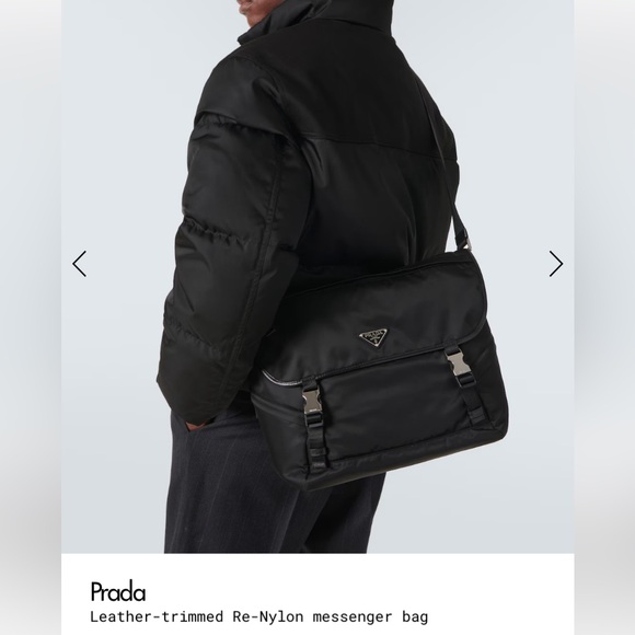 PRADA 165 Tessuto Nylon Saffiano Mens Double Buckle Messenger Bag in Black - Picture 1 of 16